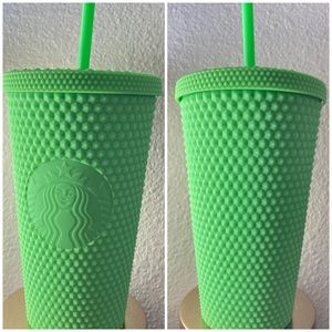 2 NEW Starbucks Rare Neon Lime Green Studded Cups